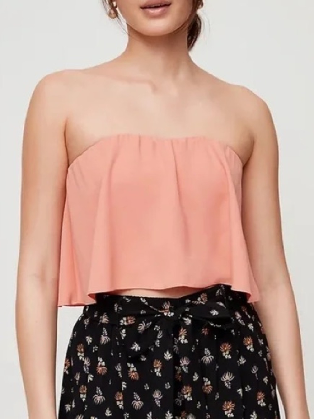 221. Wilfred Bonaventure Peach Strapless Ruffle Crop Top